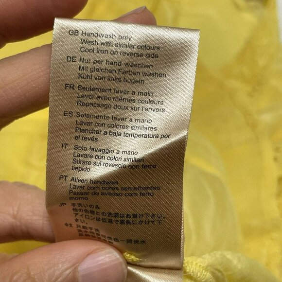 Scotch Soda Blouse Women Size S Yellow Eyelet Ruffle Embroidery Blauw European - Picture 13 of 13